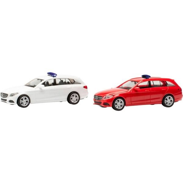 Herpa 013284-003 H0 Auto Mercedes Benz C-klasse combi met waarschuwingsbalk, rood en wit