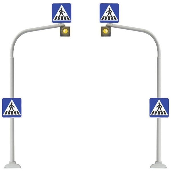 Busch 5916 H0 Set van 2 stuks Voetgangers-verkeerslichten incl. zebrastrepen Bouwpakket