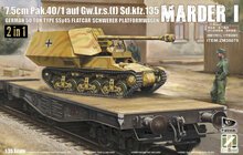 Zimi Model ZM35075 Marder I 7.5cm Pak.40/1 auf Gw.Lr.s.(f) Sd.kfz.135 with German 50 Ton Type SSy45 Flatcar Schwerer Platformwagen [2 in 1] Schaal 1:35