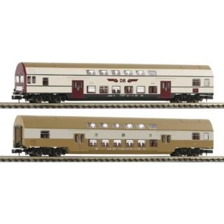 Fleischmann 6260074 N set van 2: Dubbeldeksrijtuig DBmue, DBmq van de DR