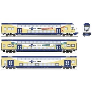 Roco 6210105 H0 3-delige set dubbeldekswagons van de metronoom Set van 3: 2e klas DBPza, 2e klas DBDpza, stuurstandrijtuig 1e/2e Klasse DABpbzkfa