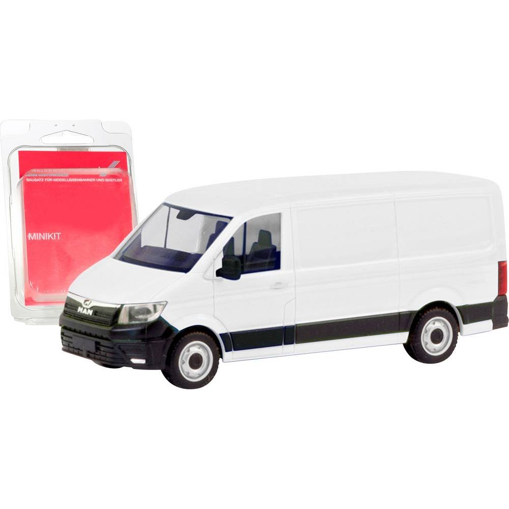 Herpa 013857 H0 Vrachtwagen MAN TGE platte dakbak, wit