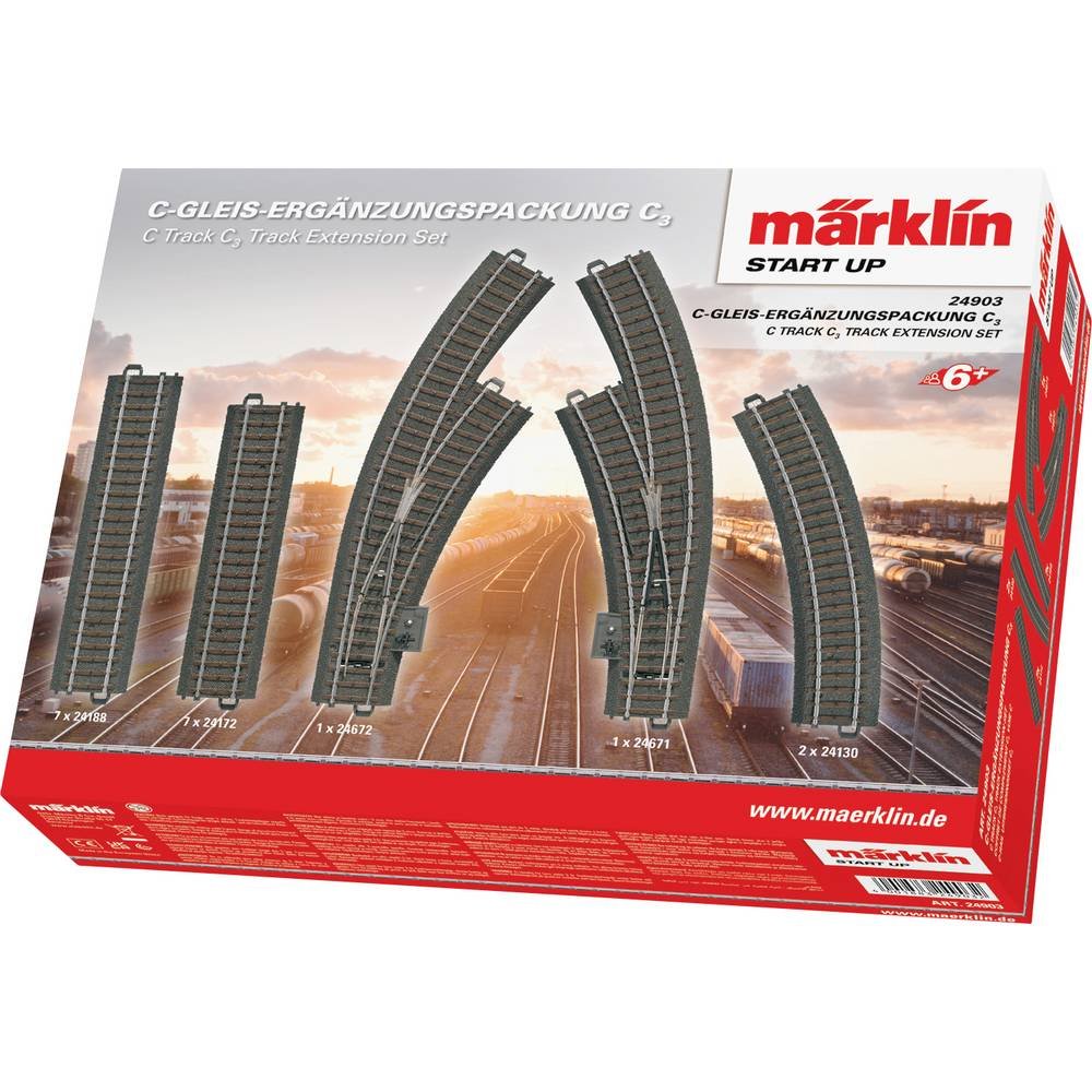 H0 Märklin C-rails (met ballastbed) 24903 Uitbreidingsset C3