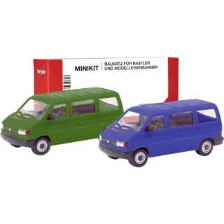 Herpa 012805-002 H0 Auto Volkswagen T4-bus, olijfgroen en ultramarineblauw