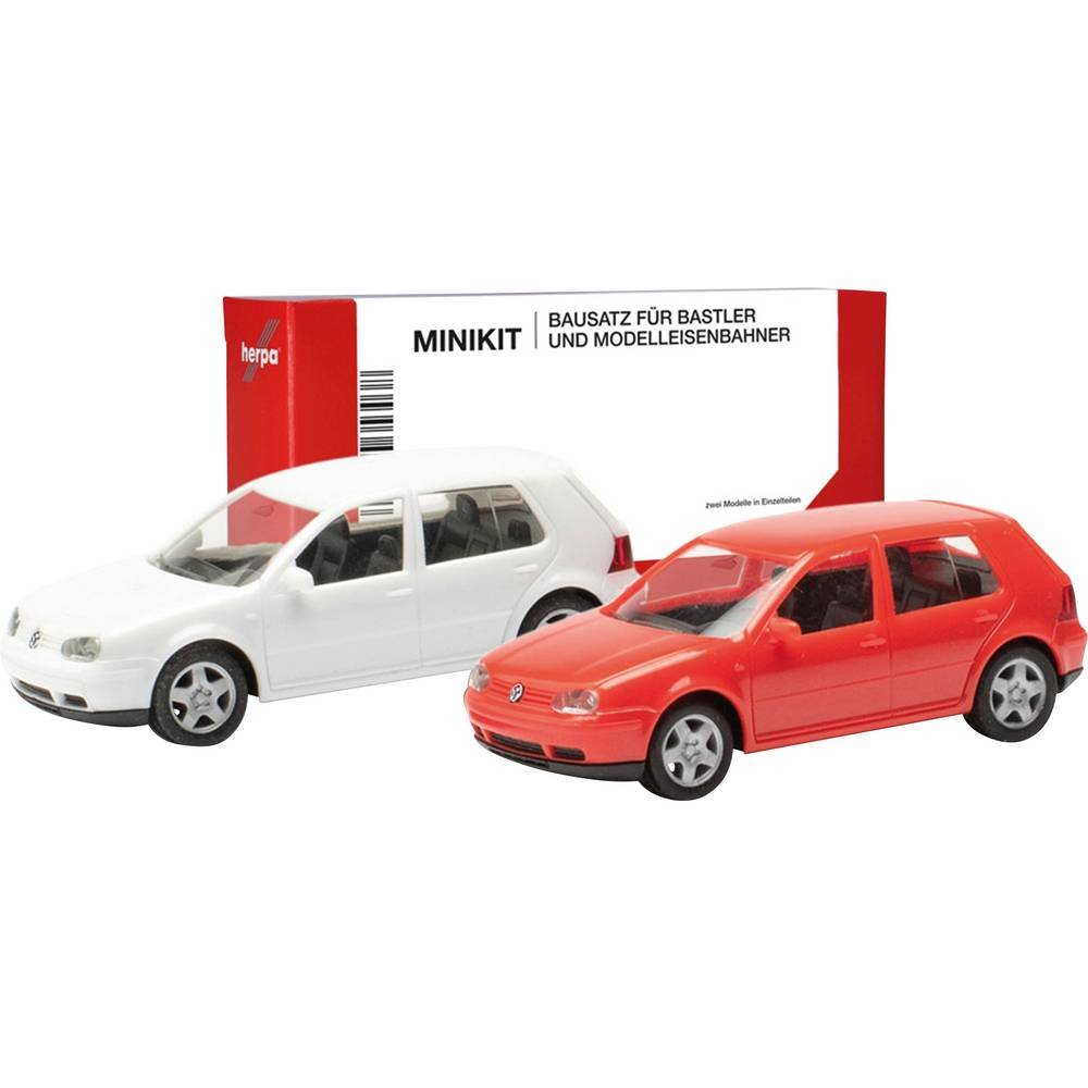 Herpa 013956 H0 Auto Volkswagen Golf IV 4-deurs, rood en wit
