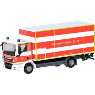 Herpa 098076 H0 Hulpdienstvoertuig MAN TGM koffervrachtwagen met laadwand „brandweer Duessin”