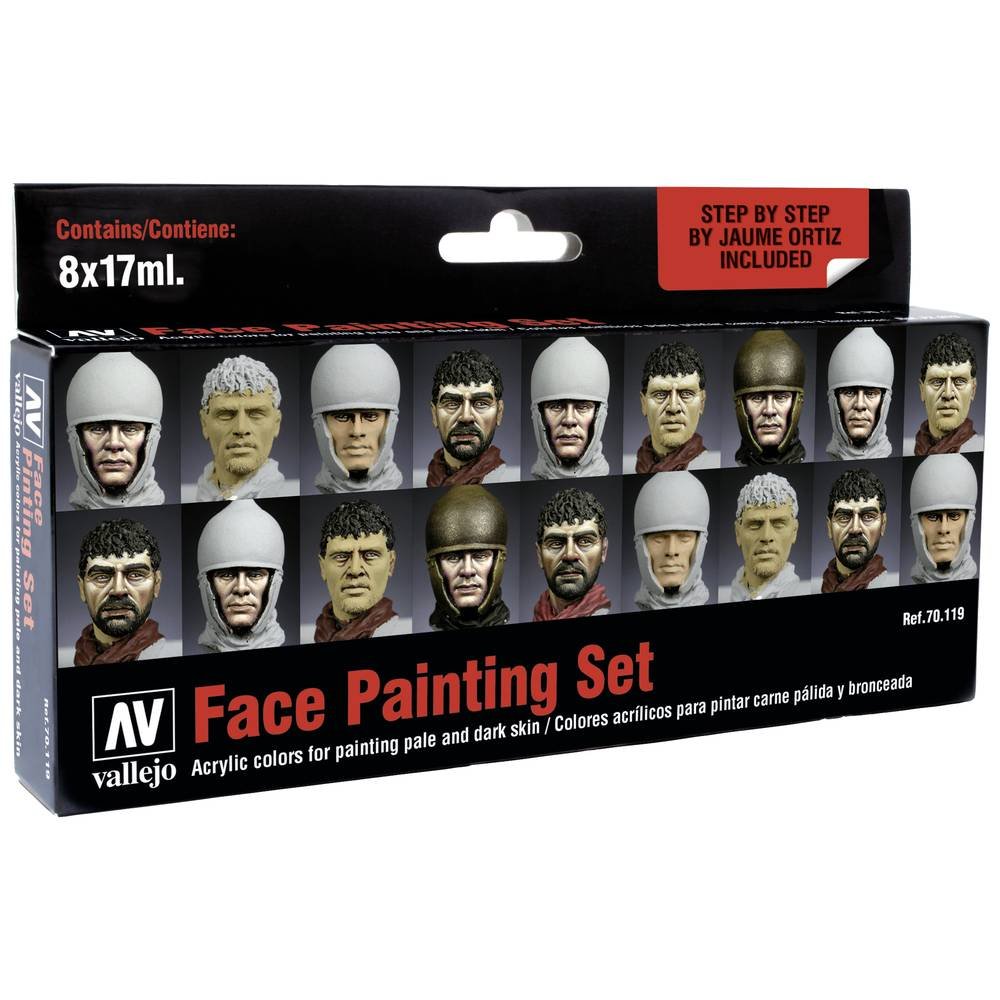 Vallejo 70119 Modelspoor mengkleur Huidkleuren, Lichtroze, Rood-grijs, Zwart/rood, Beige, Violet, Zand-geel (mat), Signaalzwart (zijdemat) 8 stuk(s)