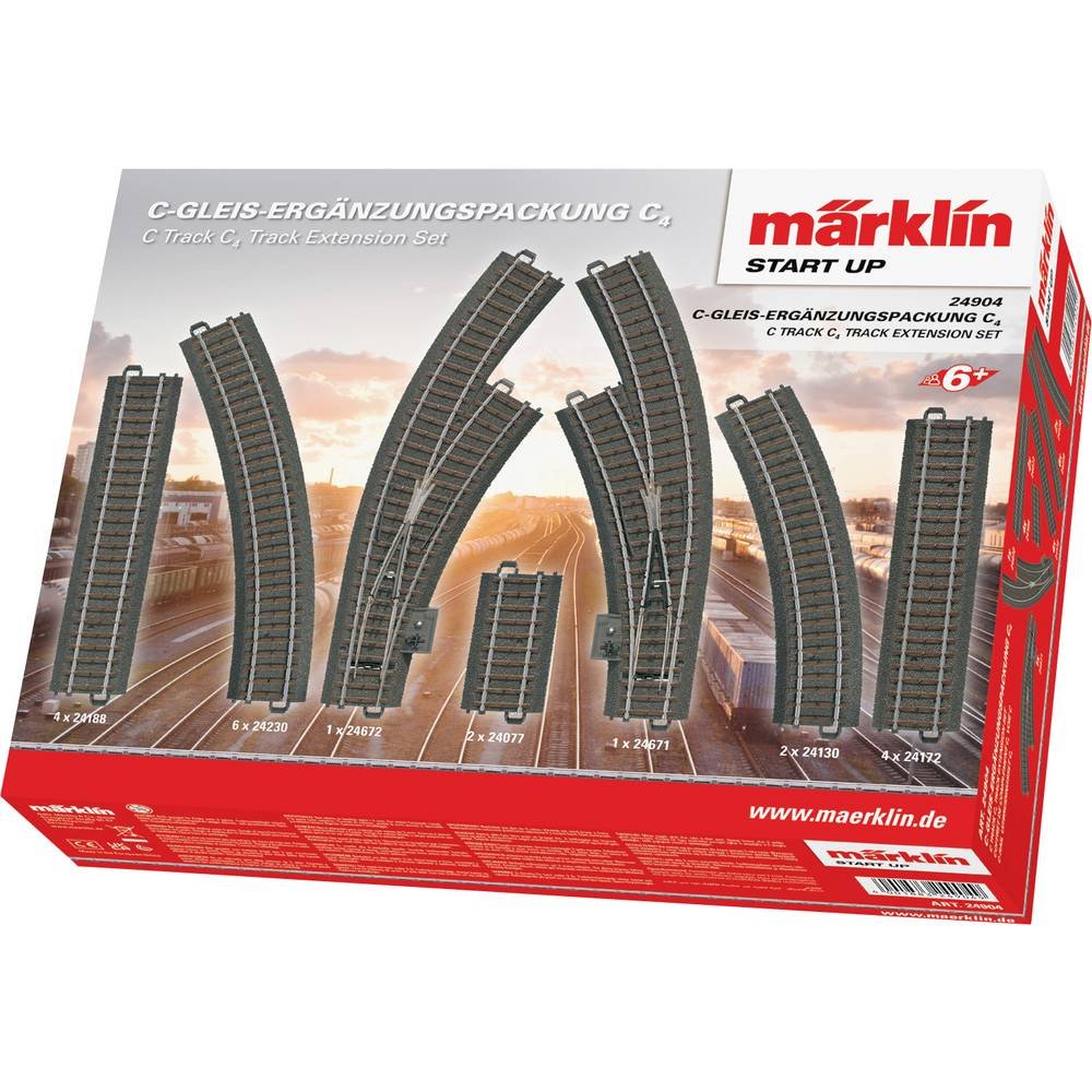 H0 Märklin C-rails (met ballastbed) 24904 Uitbreidingsset C4