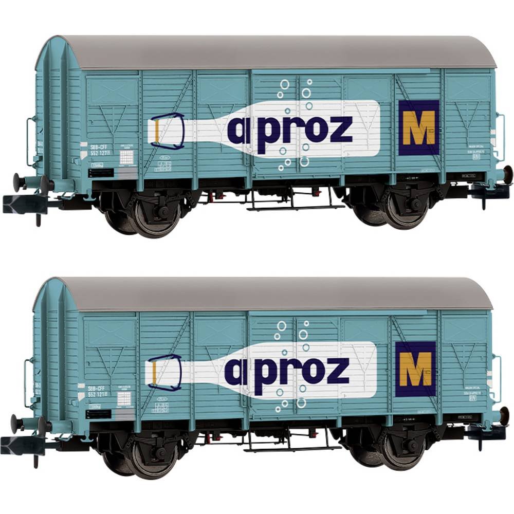 Arnold HN6683 N set van 2 overdekte goederenwagens K4 „APROZ” van de SBB