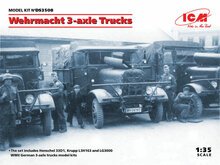 ICM DS3508 Wehrmacht 3-axle Trucks (Henschel 33D1, Krupp L3H163, LG3000) Bouwpakket Schaal 1:35