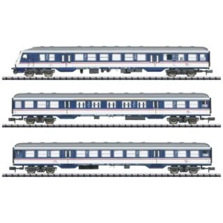 MiniTrix T18289 N set van 3 reservetreinen van Train Rental GmbH 1e/2e Klasse/stuurstandrijtuig