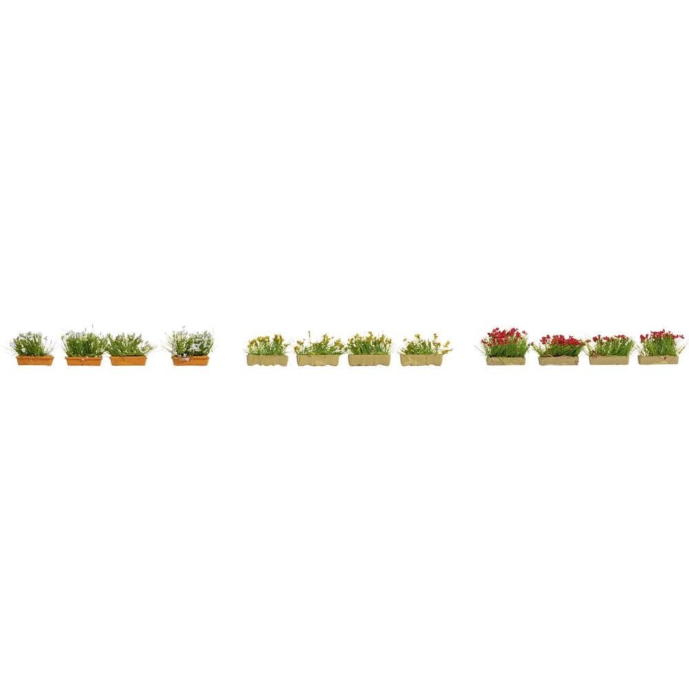 NOCH 14009 H0 bloembakken bloeiend rood, wit en geel (elk 4x) Kant-en-klaar model