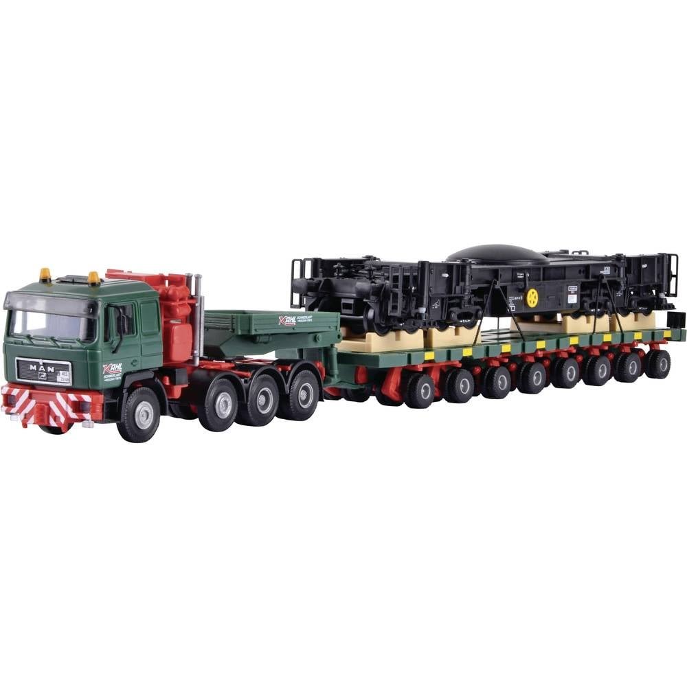 Kibri 13601 H0 Vrachtwagen MAN SK met Scheuerle platformwagen en spoorkraan-onderstel