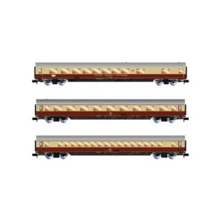 Arnold HN4508 N set van 3 personenrijtuigen Rheingold van de AKE 1 x restauratiewagen ARmh217 + 1 x 1e klas wagon Avmz + 1 x wagon Ampz, EP. V