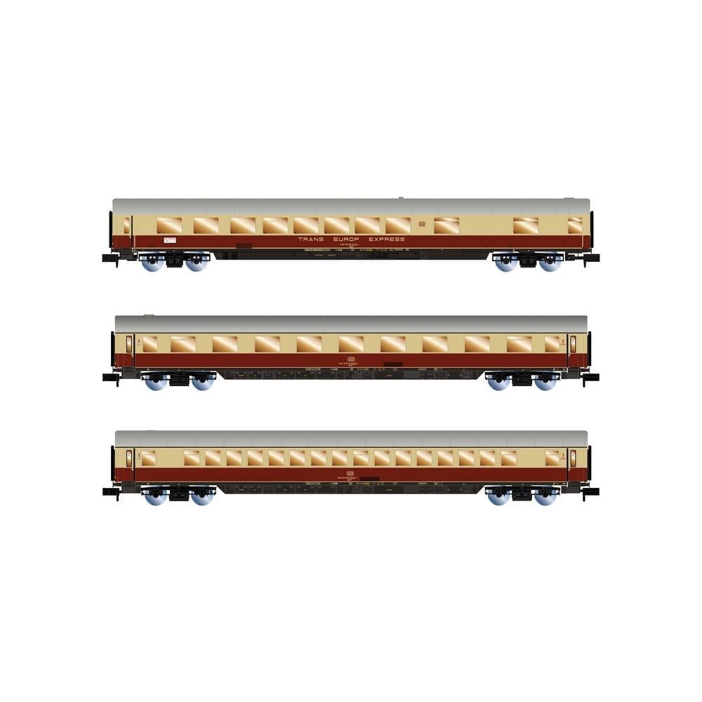 Arnold HN4508 N set van 3 personenrijtuigen Rheingold van de AKE 1 x restauratiewagen ARmh217 + 1 x 1e klas wagon Avmz + 1 x wagon Ampz, EP. V