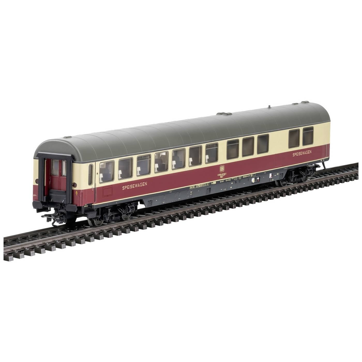 Märklin 43872 H0 sneltreinrestauratiewagen purperrood/beige van de DB WRmh 132 restauratierijtuig