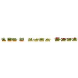 NOCH 14009 H0 bloembakken bloeiend rood, wit en geel (elk 4x) Kant-en-klaar model