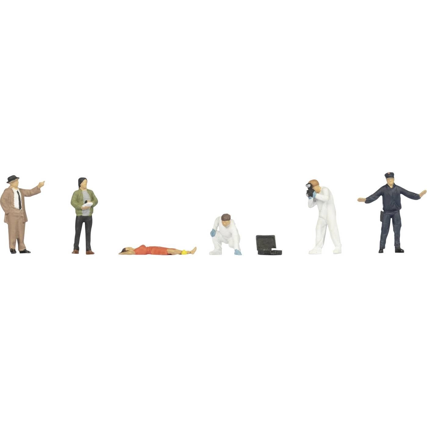 NOCH 0015071 H0 Technische recherche met lijk figuren Kant-en-klaar model, Kunststof model, Handbeschilderd, Liggend, Staand