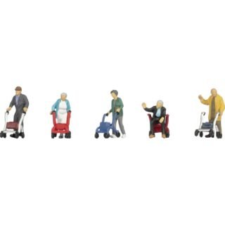 NOCH 0015549 H0 Senioren met rollator figuren Kant-en-klaar model, Kunststof model, Handbeschilderd, Zittend, Staand, In beweging