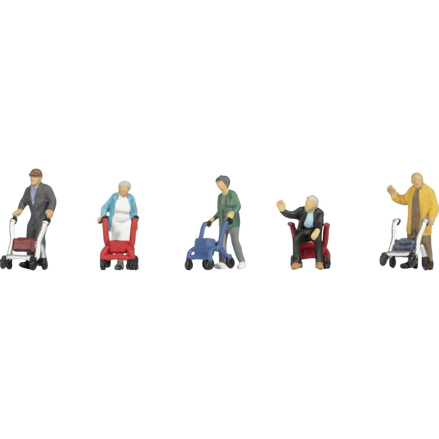 NOCH 0015549 H0 Senioren met rollator figuren Kant-en-klaar model, Kunststof model, Handbeschilderd, Zittend, Staand, In beweging