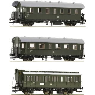 Roco 6200131 H0 3-delige set 2: Bijbaantrein van de DR 2x personenrijtuig 2e klasse genus BIP/coupérijtuig 2e klasse genus B3.