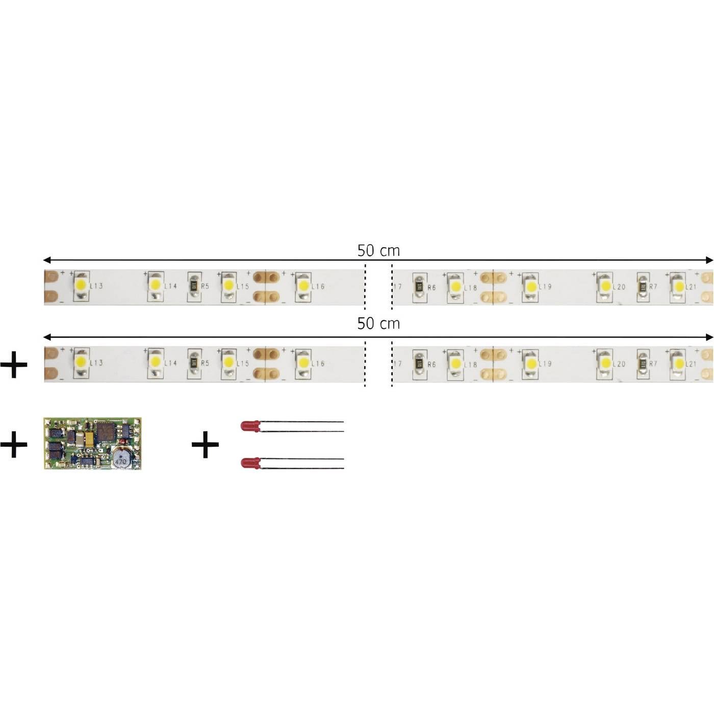 TAMS Elektronik 53-01450-02-C LED-strip Rijrichtingafhankelijk, Dimmen, Schakelen Met module Geschikt voor: Interieurverlichting voor rijtuig Warm-wit 1 set(s)