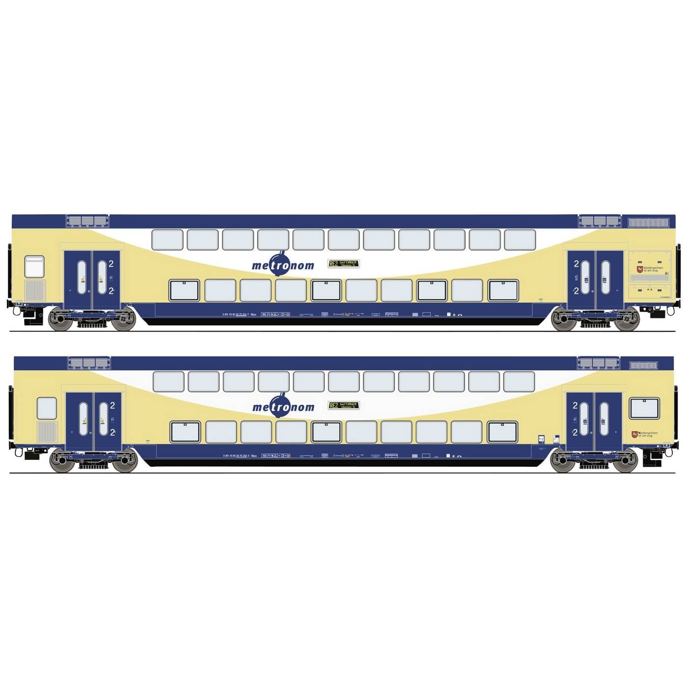 Roco 6200106 H0 2-delige set dubbeldekswagons van de metronoom Set van 2: 2e klas DBPza