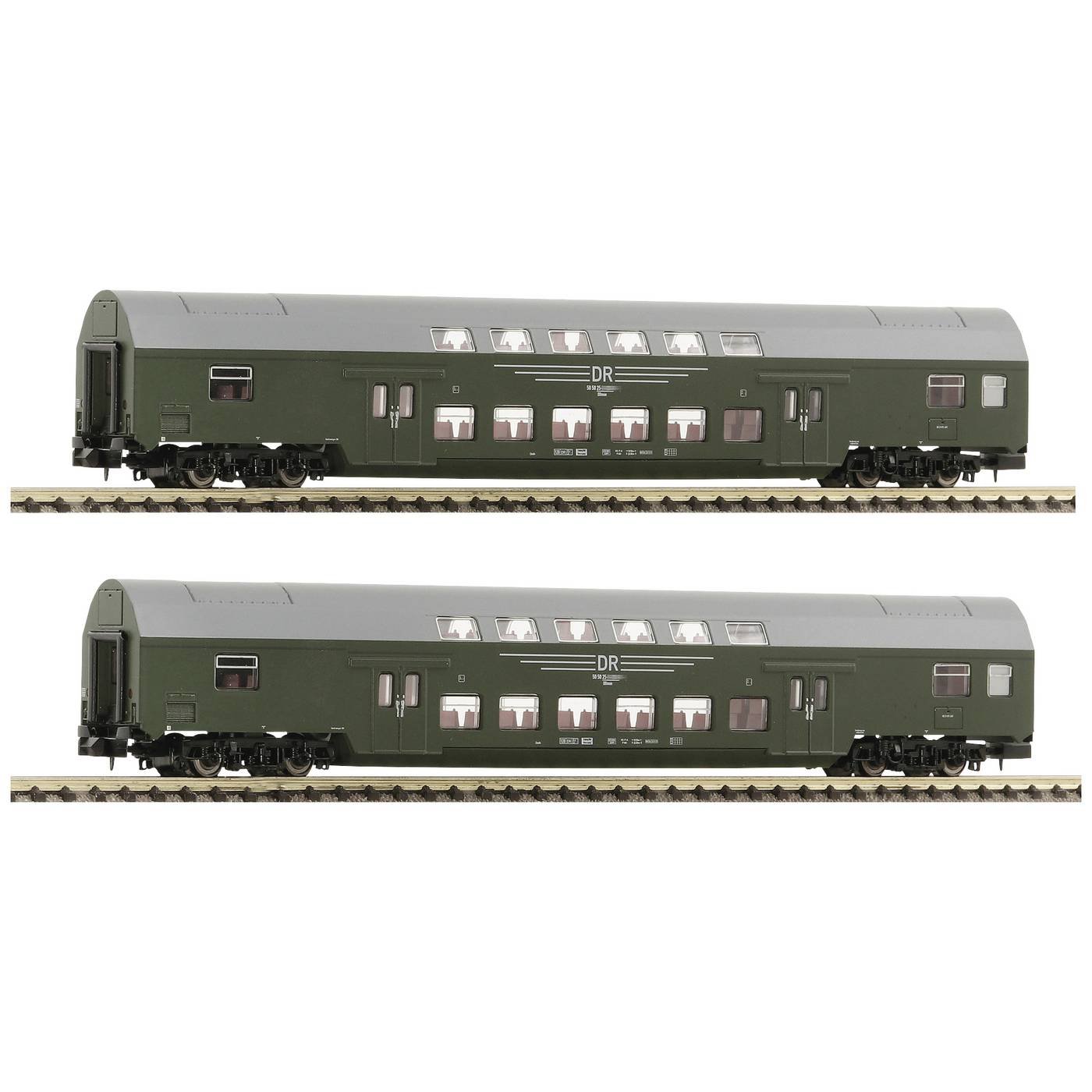 Fleischmann 6260042 N set van 2: Dubbeldeksrijtuig, DR Twee dubbeldekswagons, geslacht DBmue