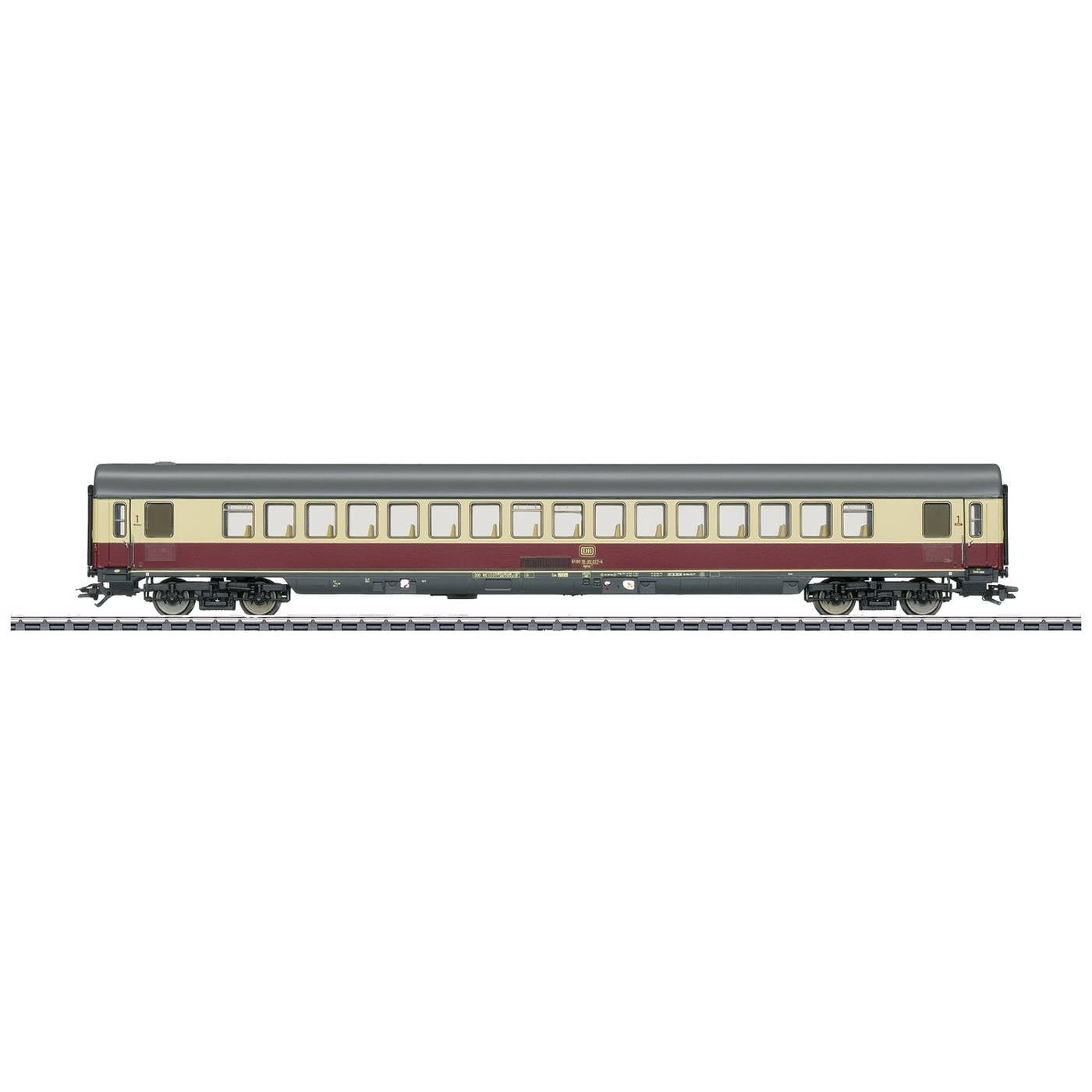 Märklin 43861 H0 sneltreinrijtuig purperrood/beige 1e klas van de DB Apmz 121 1e klas