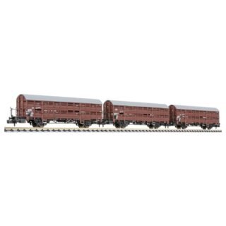 Liliput L260135 N 3-delig Set, slagwagen met remplatform, Hbes 358, DB, EP.IV.