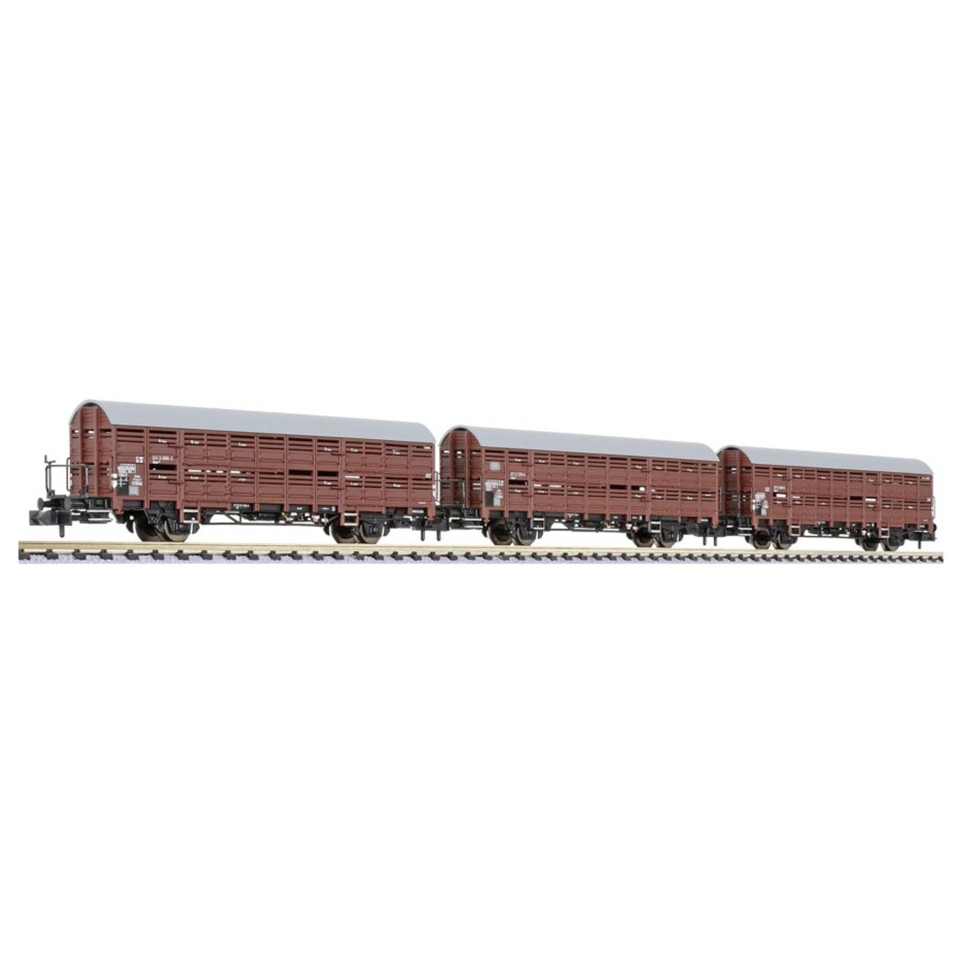 Liliput L260135 N 3-delig Set, slagwagen met remplatform, Hbes 358, DB, EP.IV.