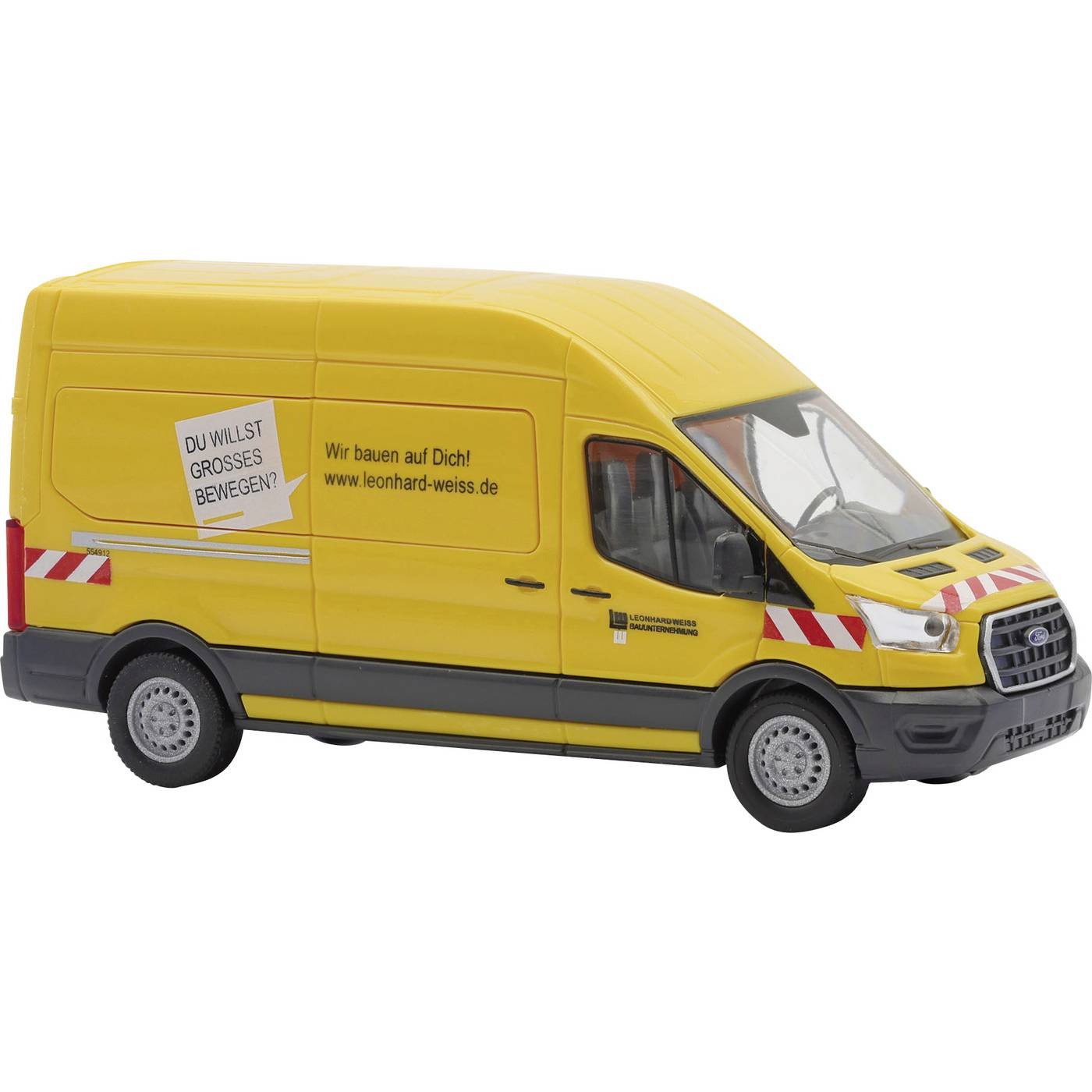 Busch 54516 H0 Bouwvoertuig, Hulpdienstvoertuig Ford Transit Custom, Leonhard Weiss, geel