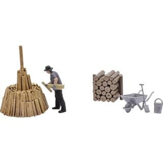 Busch 79941 H0 ACTION set: Houten lagen figuren