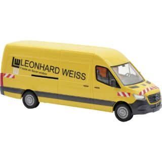 Busch 52641 H0 Bus, Hulpdienstvoertuig Mercedes Benz Sprinter bestelwagen, Leonhard Weiss, geel met zwart/witte opdruk
