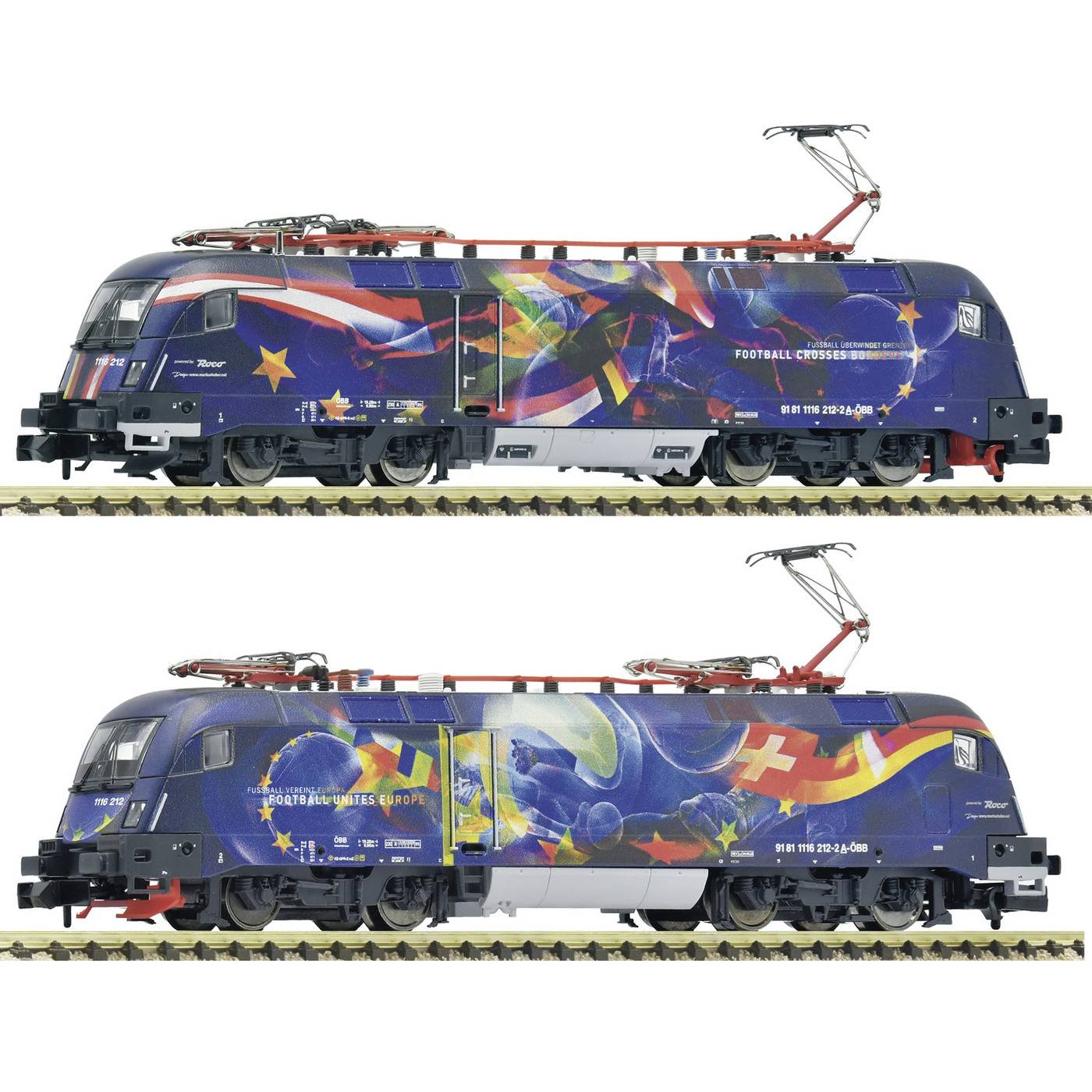 Fleischmann 7560070 N elektrische locomotief 1116 212-2 „Football verenigt Europa”, ÖBB
