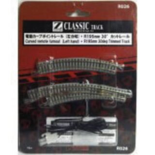 7297026 Z Rokuhan rails (met ballastbed) Gebogen wissel, Elektrisch, Links 30 ° 195 mm, 220 mm