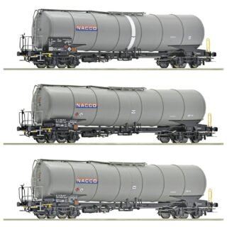 Roco 6600197 Goederenwagen DC Set van drie 4-assige ketelwagens, genus Zacns, de NACCO