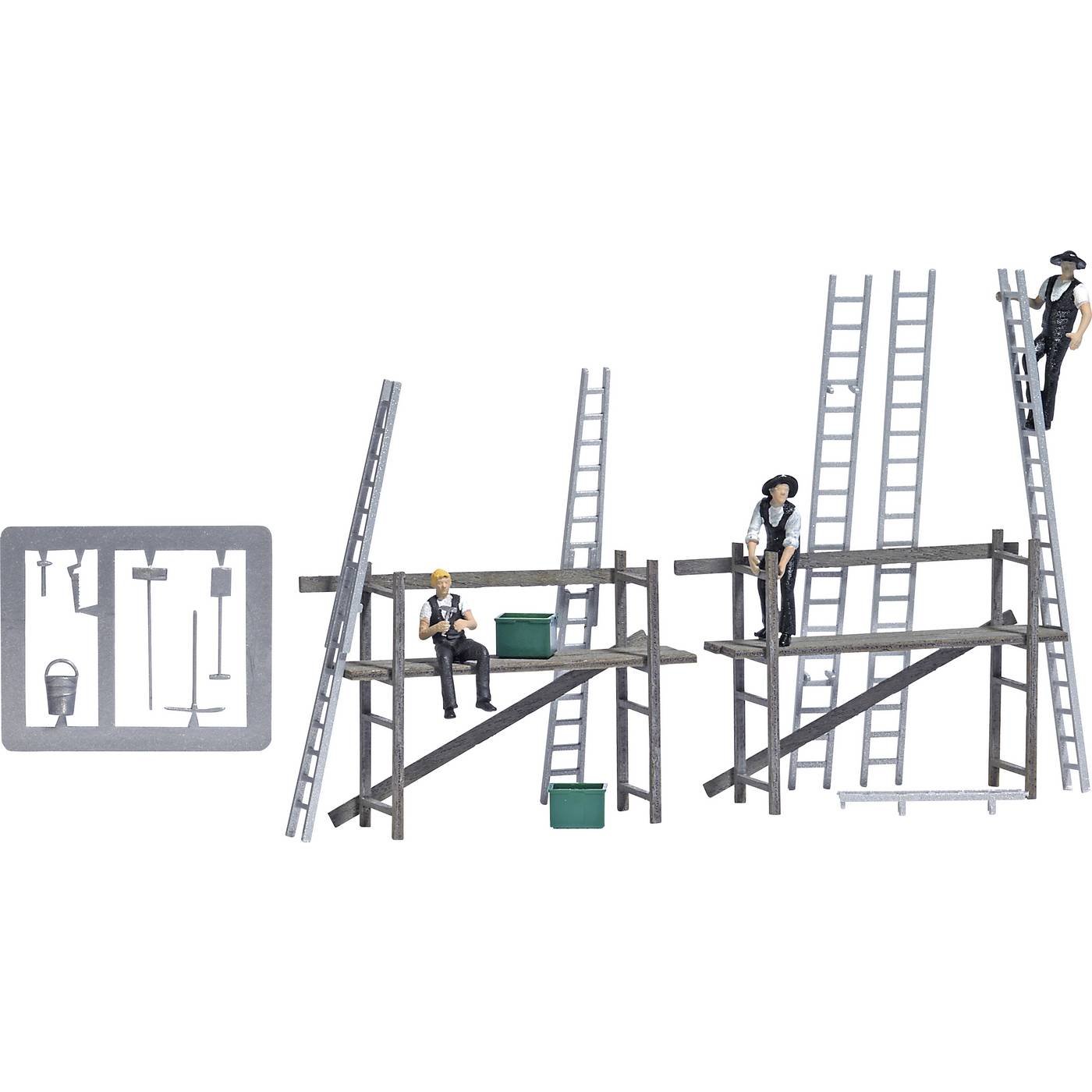 Busch 79902 H0 Actieset timmerlieden met steigers figuren Bouwpakket