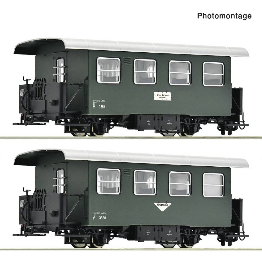 Roco 6240005 H0e 2-delig Set: Smalspoor-personenrijtuig (DC) Wagenset genus bi/s, de Oostenrijkse Bundesbahnen