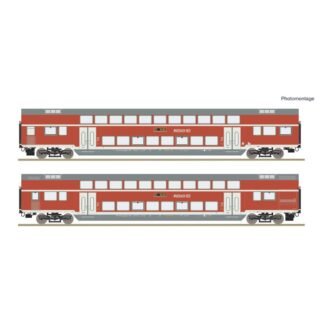 Roco 6200249 H0 2-delig Set: Dubbeldekswagen (DC) Set rijtuigen met twee dubbeldekswagons 2. Klasse, geslacht DBpza, de Deutsche Bahn