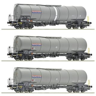 Roco 6600197 Goederenwagen DC Set van drie 4-assige ketelwagens, genus Zacns, de NACCO