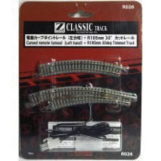 7297026 Z Rokuhan rails (met ballastbed) Gebogen wissel, Elektrisch, Links 30 ° 195 mm, 220 mm